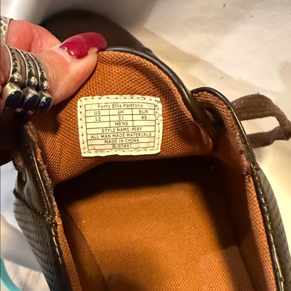 Perry Ellis Portfolio Men’s Brown Low‎ Top Sneakers Sz 12 Faux Leather - Picture 7 of 10